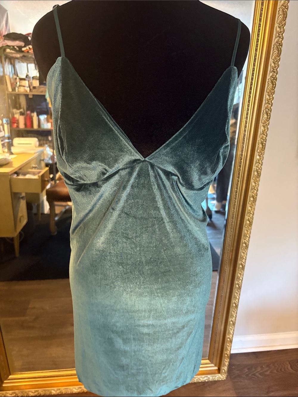 Victoria's Secret Teal Velvet Slip Mini Dress